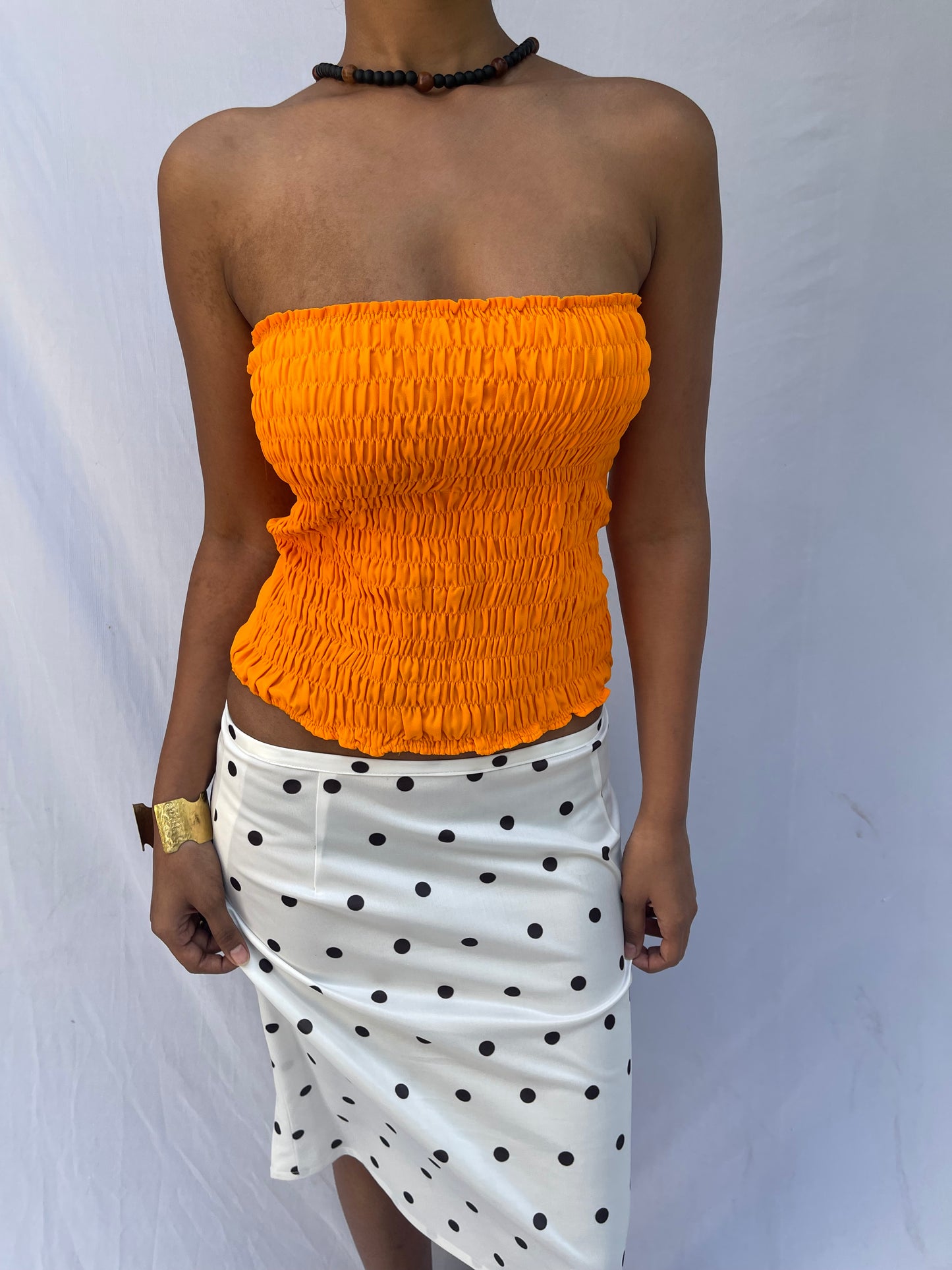 Shirred Top - Orange