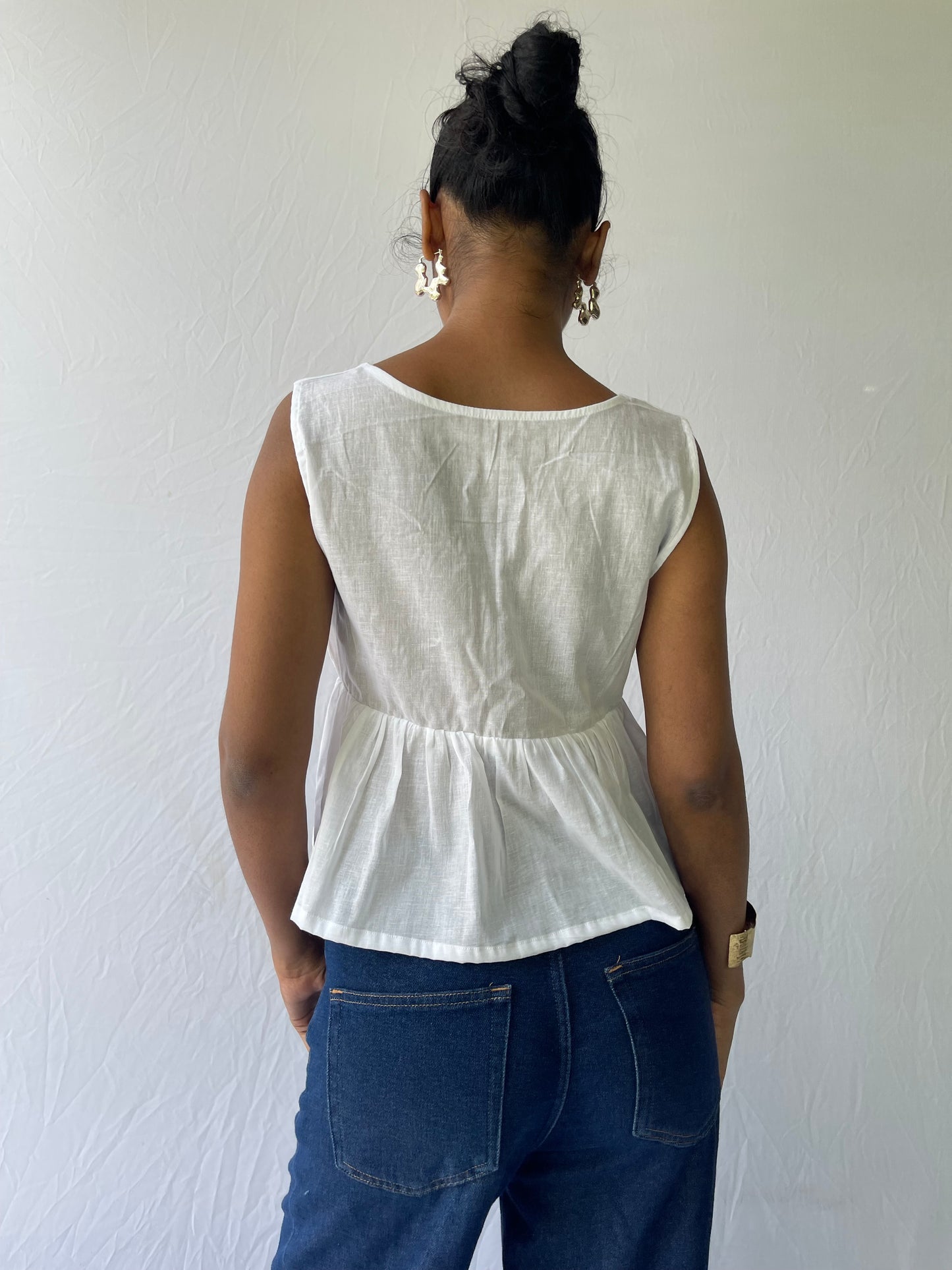 Juna front tie top- White