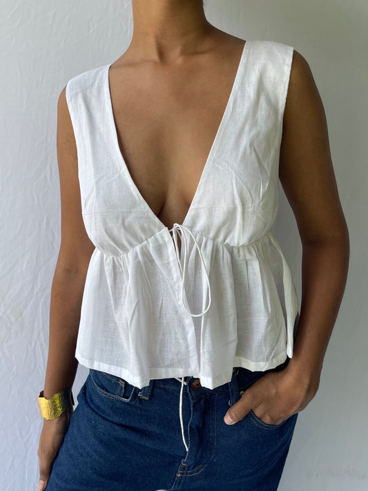 Juna front tie top- White