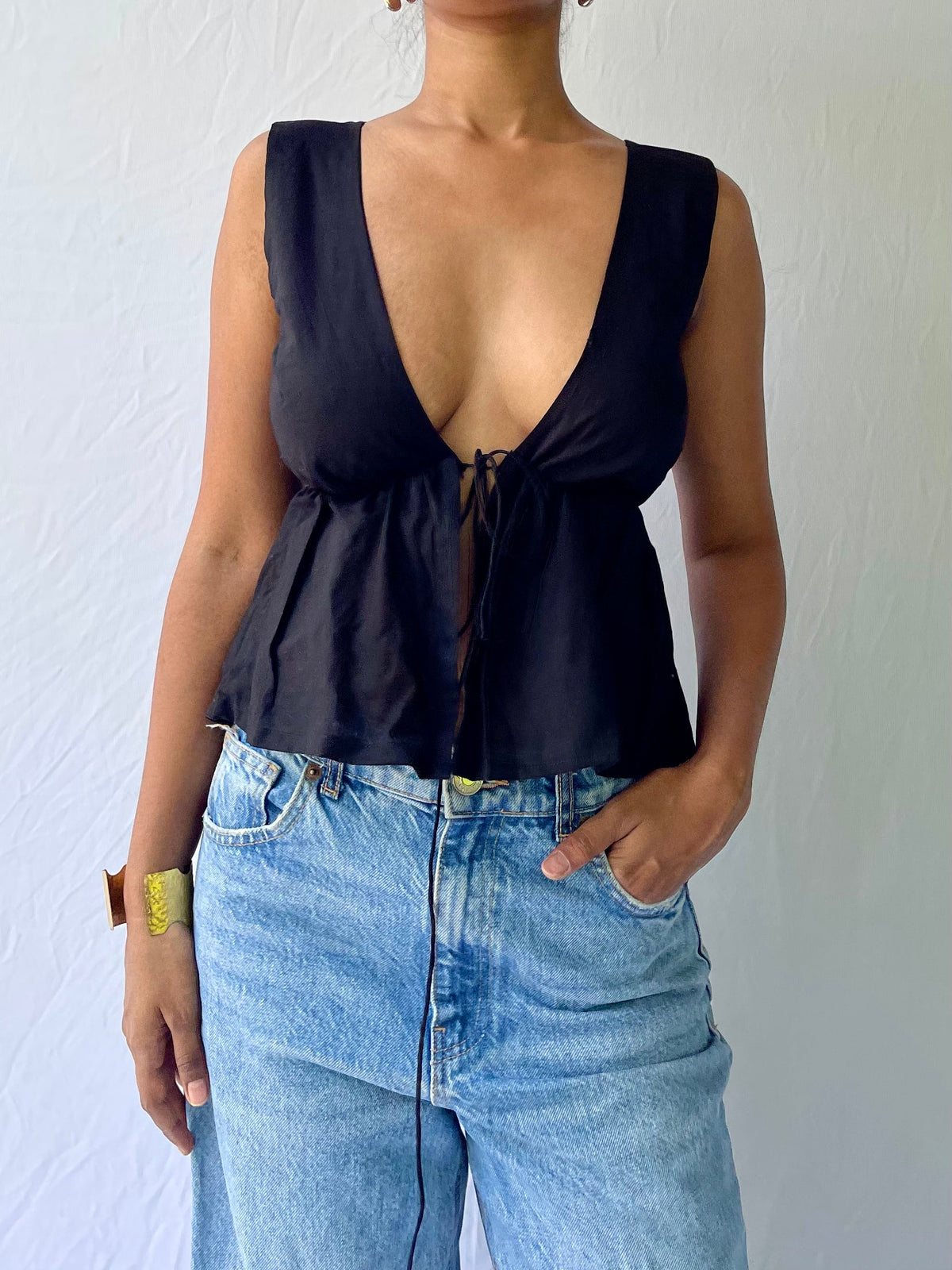 Juna Front tie top- Black