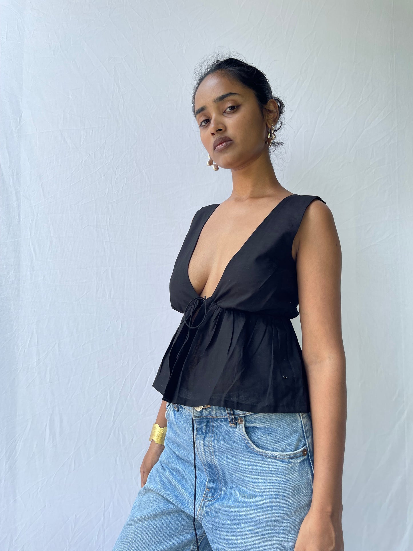 Juna Front tie top- Black