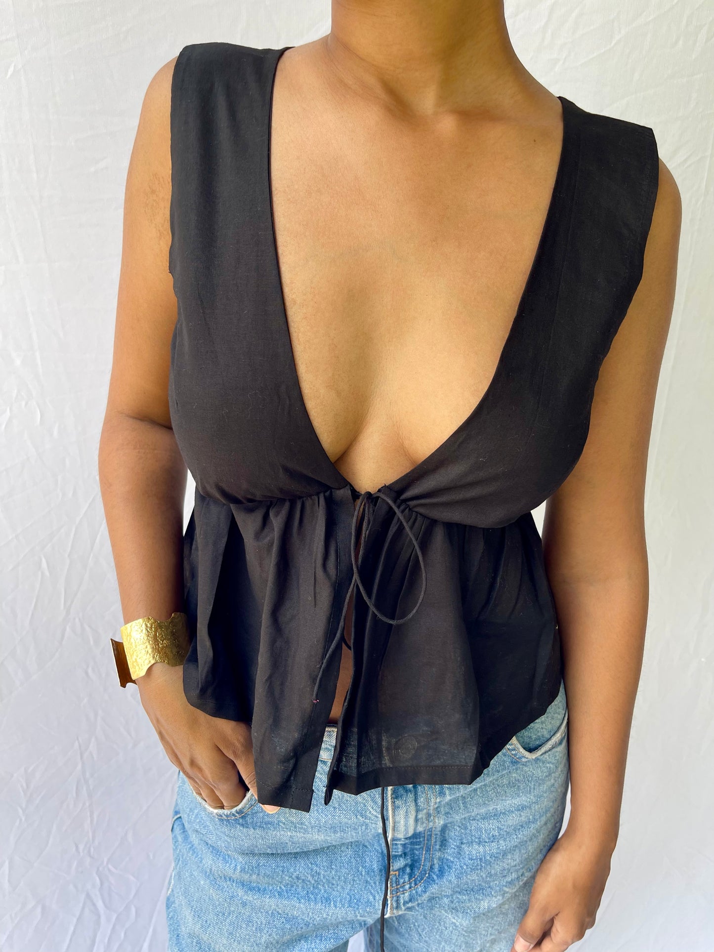 Juna Front tie top- Black