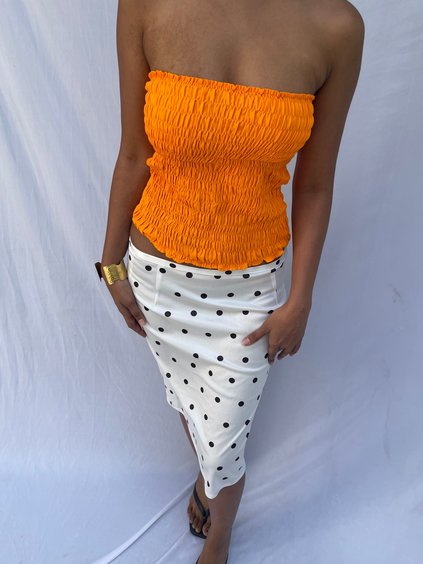 Shirred Top - Orange