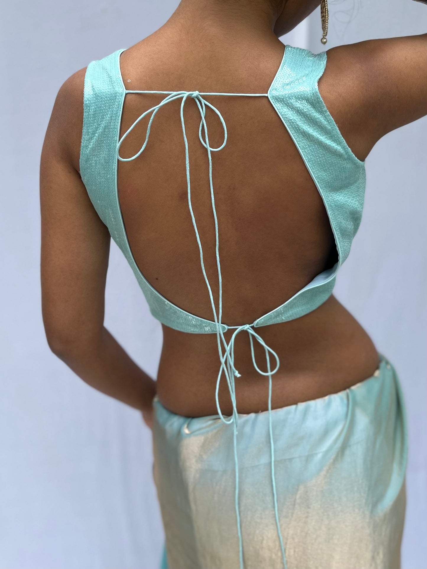 Sequin Blouse - Blue silver