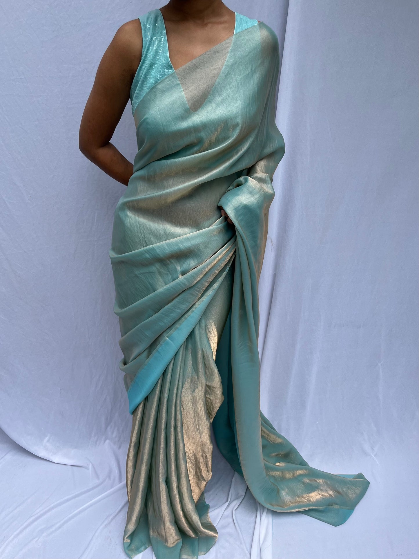 Sula Saree drape - Blue Silver