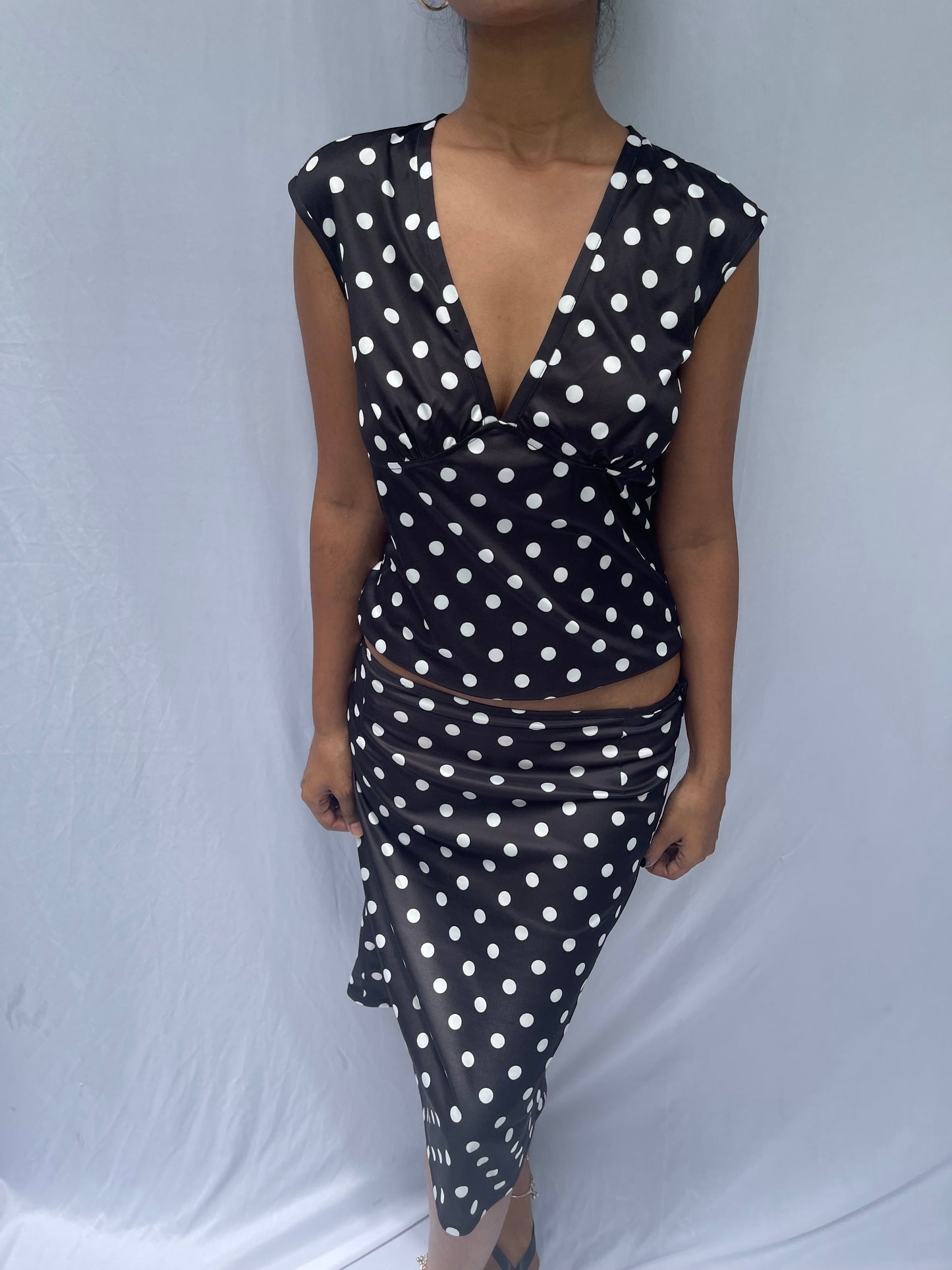 Billie Polka midi skirt