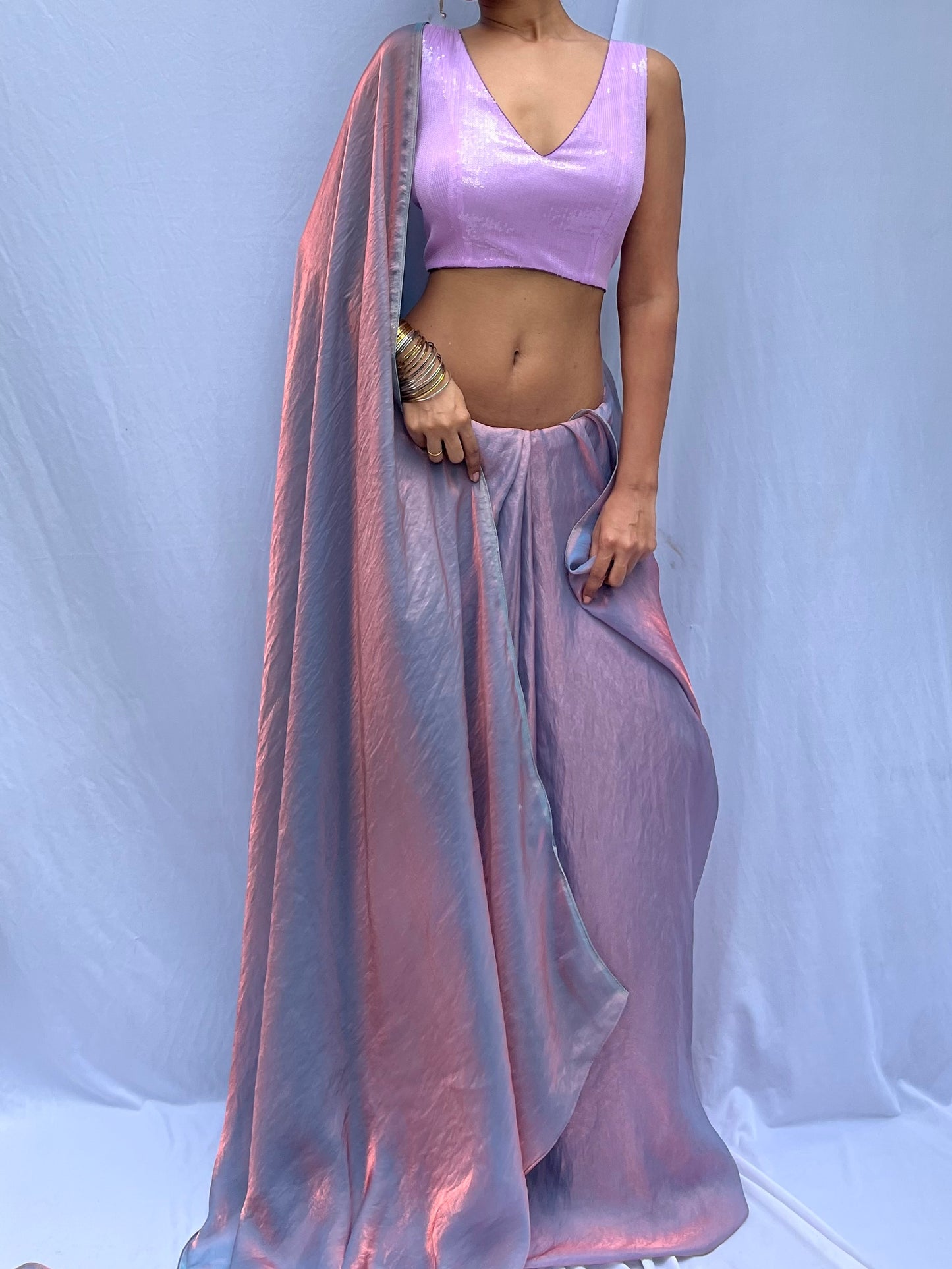 Sula saree drape - Pink blue
