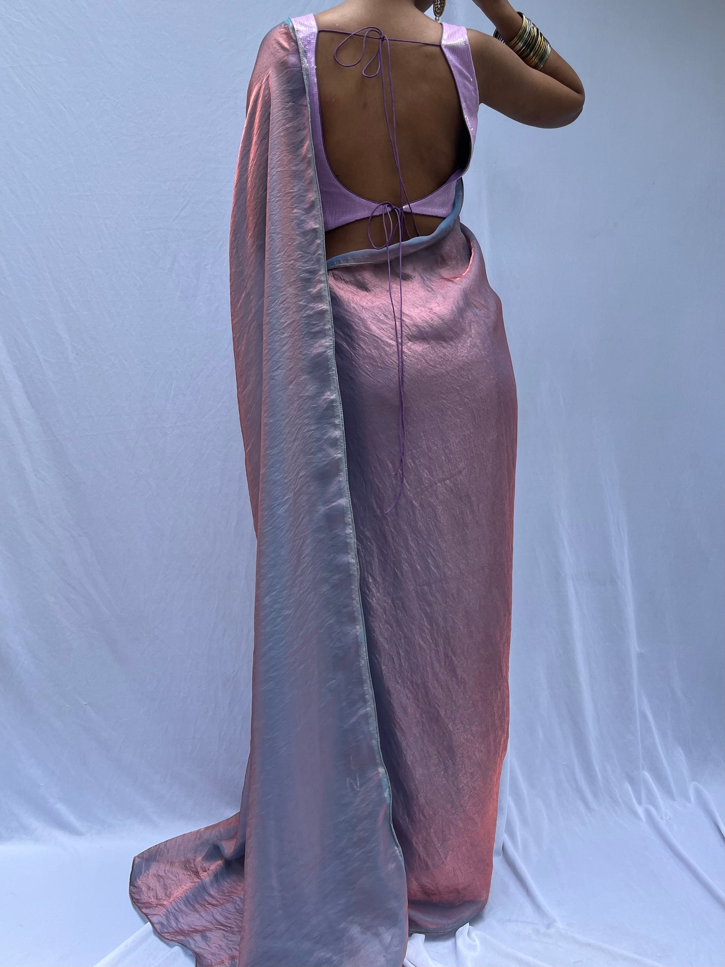 Sula saree drape - Pink blue