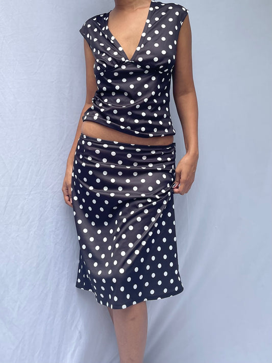 Billie Polka midi skirt