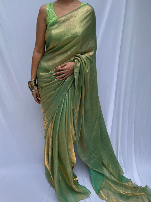 Sula Saree drape - Green Gold