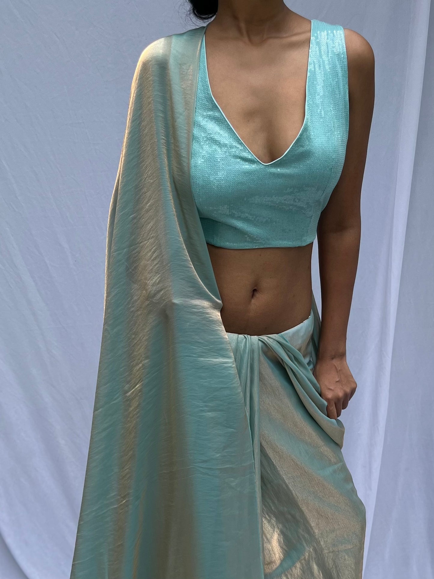 Sequin Blouse - Blue silver