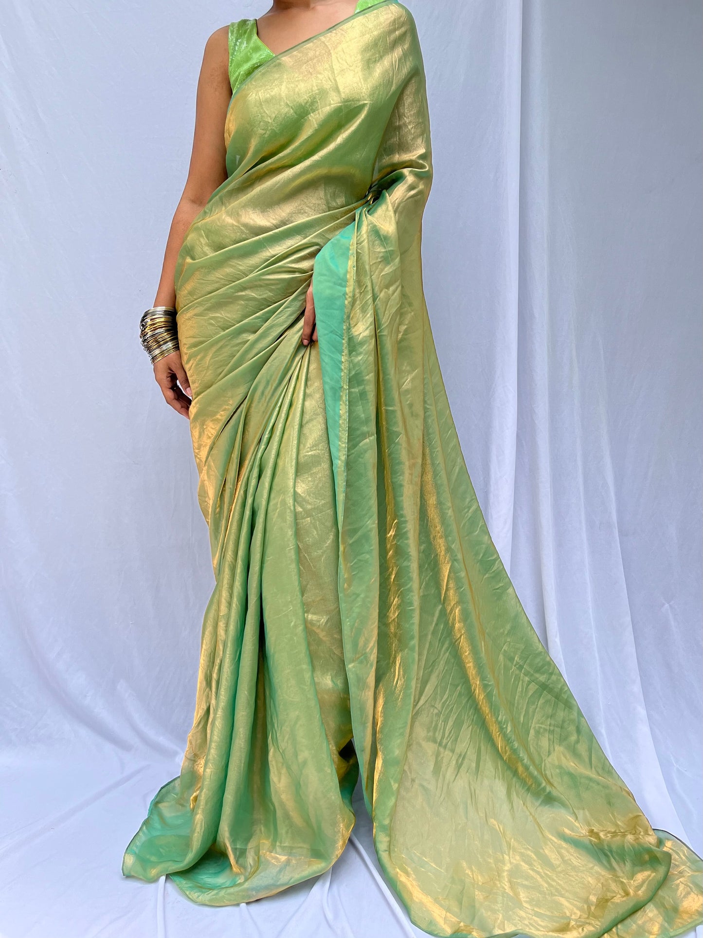 Sula Saree drape - Green Gold