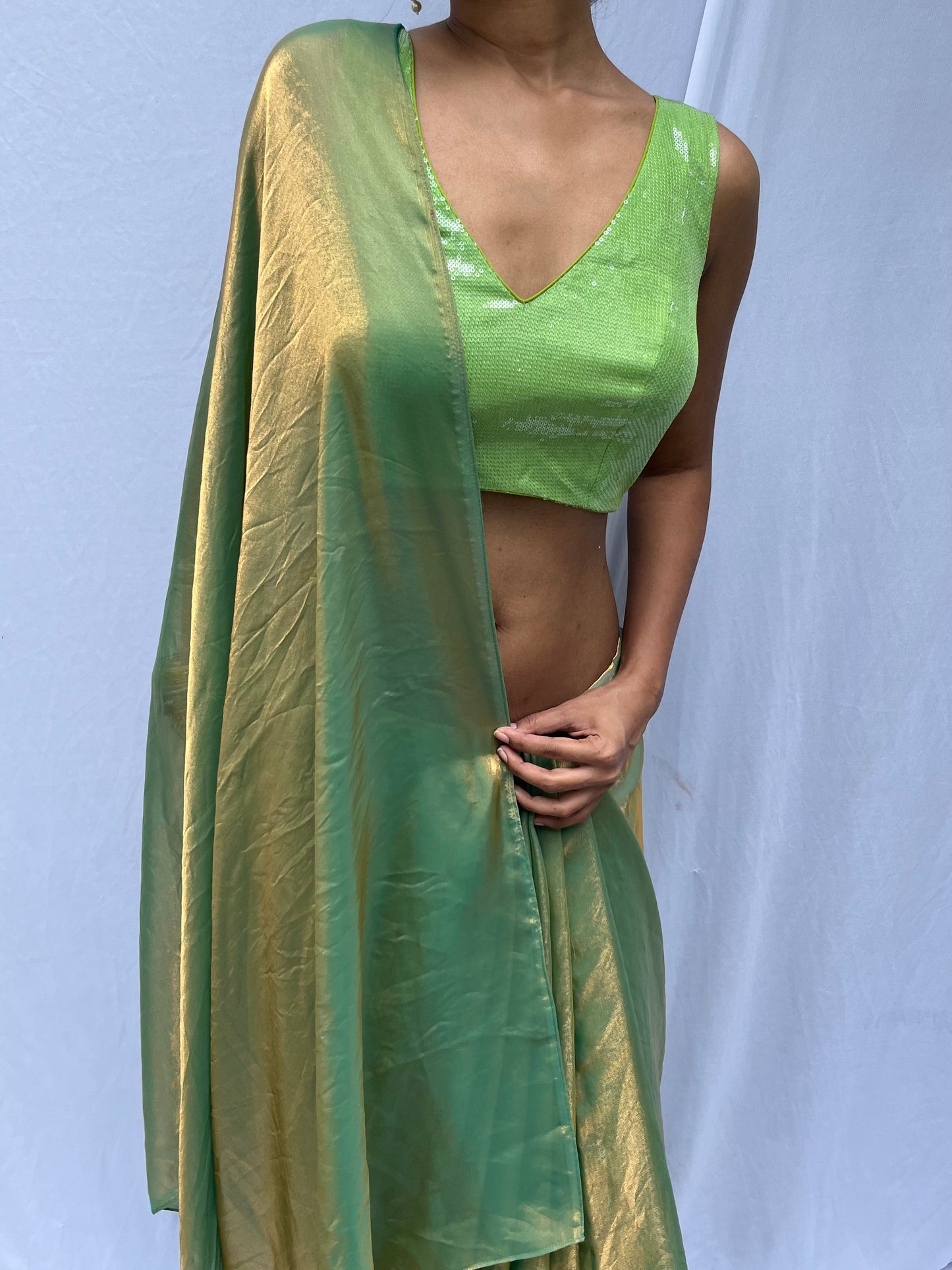Sula Saree drape - Green Gold