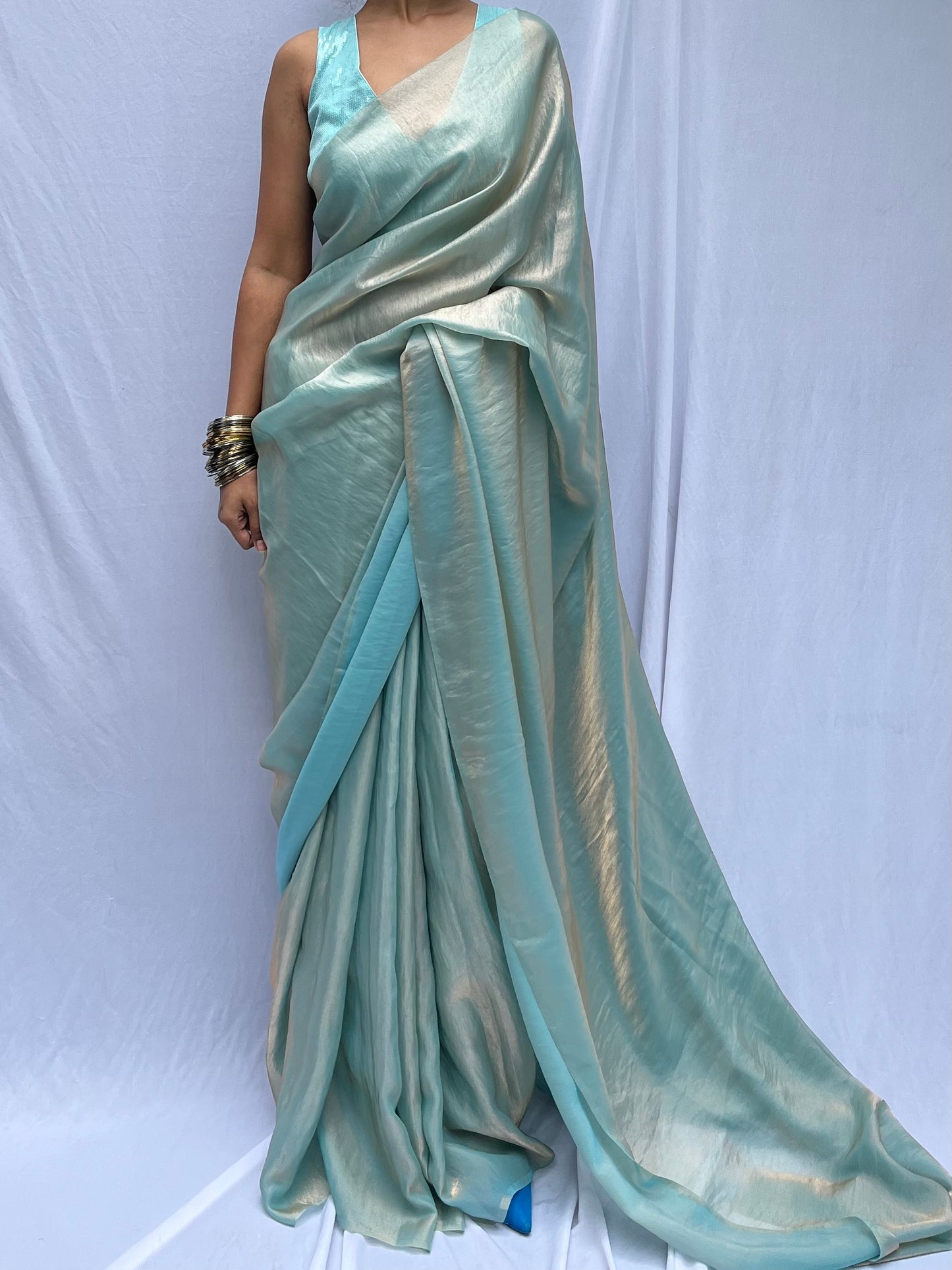Sula Saree drape - Blue Silver