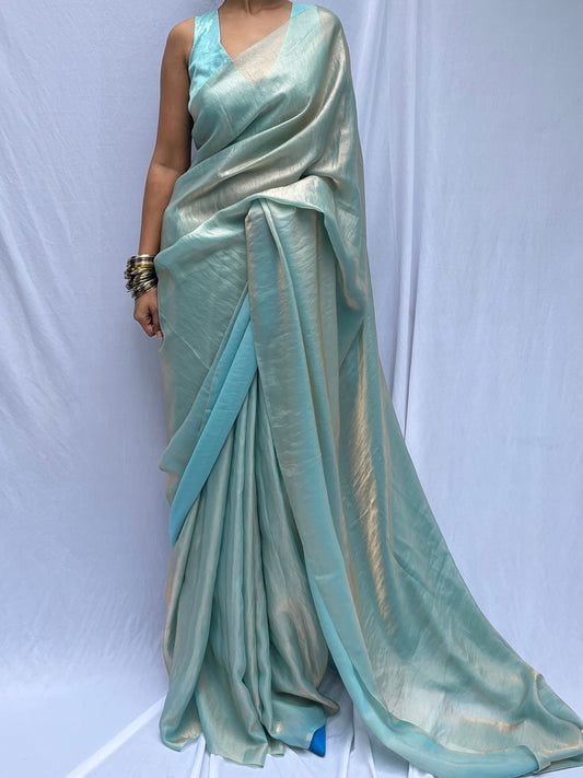 Sula Saree drape - Blue Silver