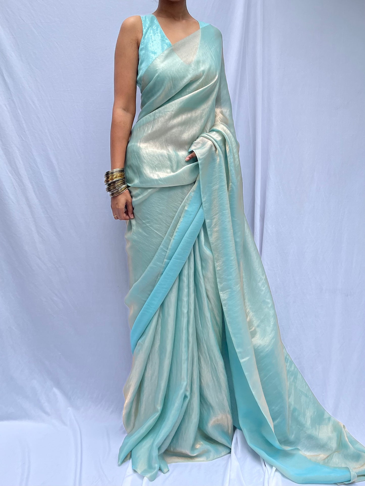 Sula Saree drape - Blue Silver