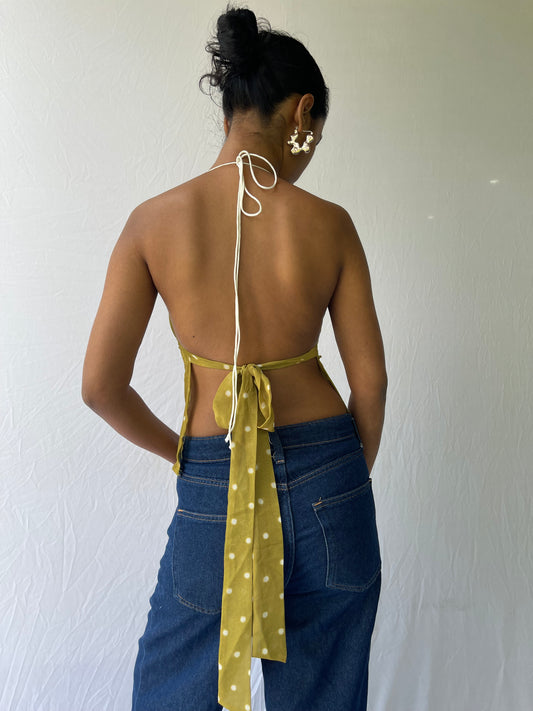 Lucia Polka tie top - Olive