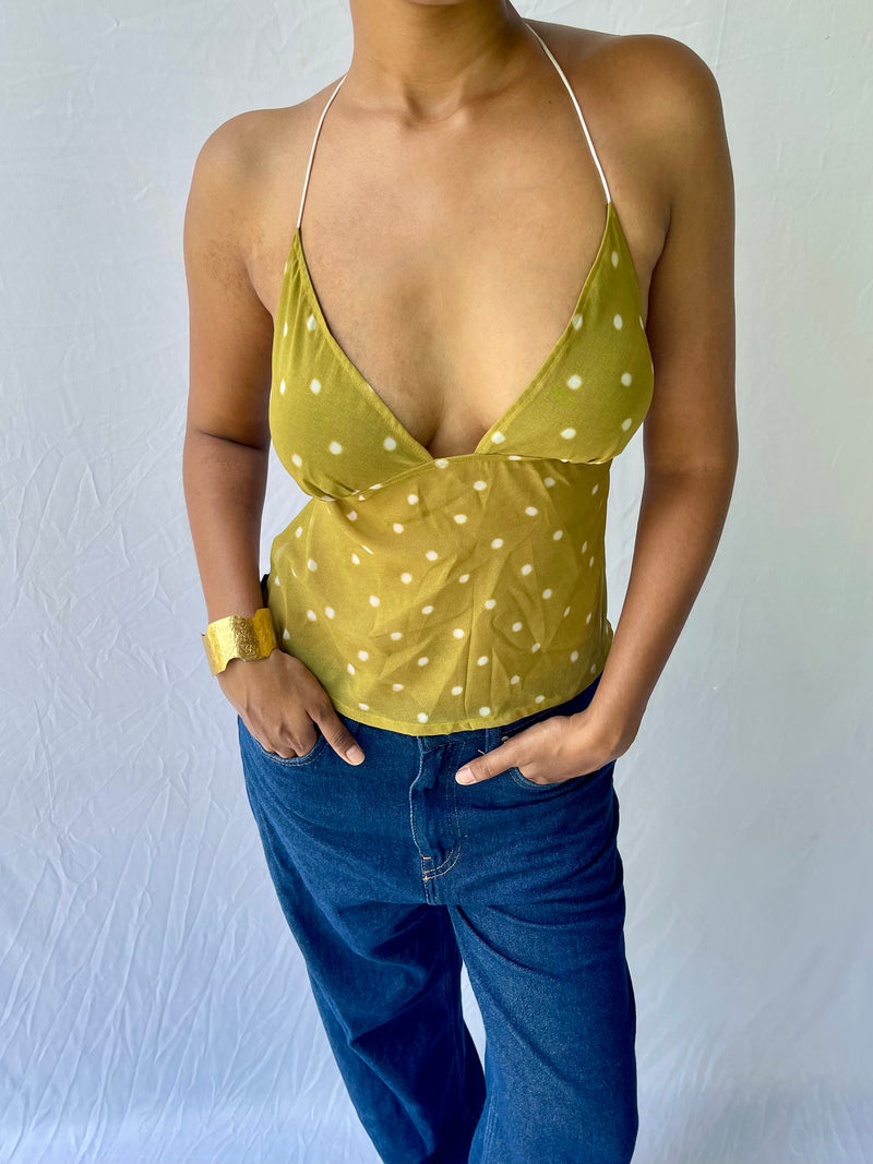 Lucia Polka tie top - Olive