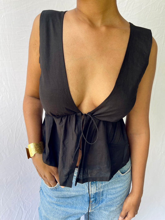 Juna Front tie top- Black